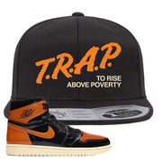 Jordan 1 Shattered Backboard Trap To Rise Above Poverty Black Sneaker Hook Up Snapback hat