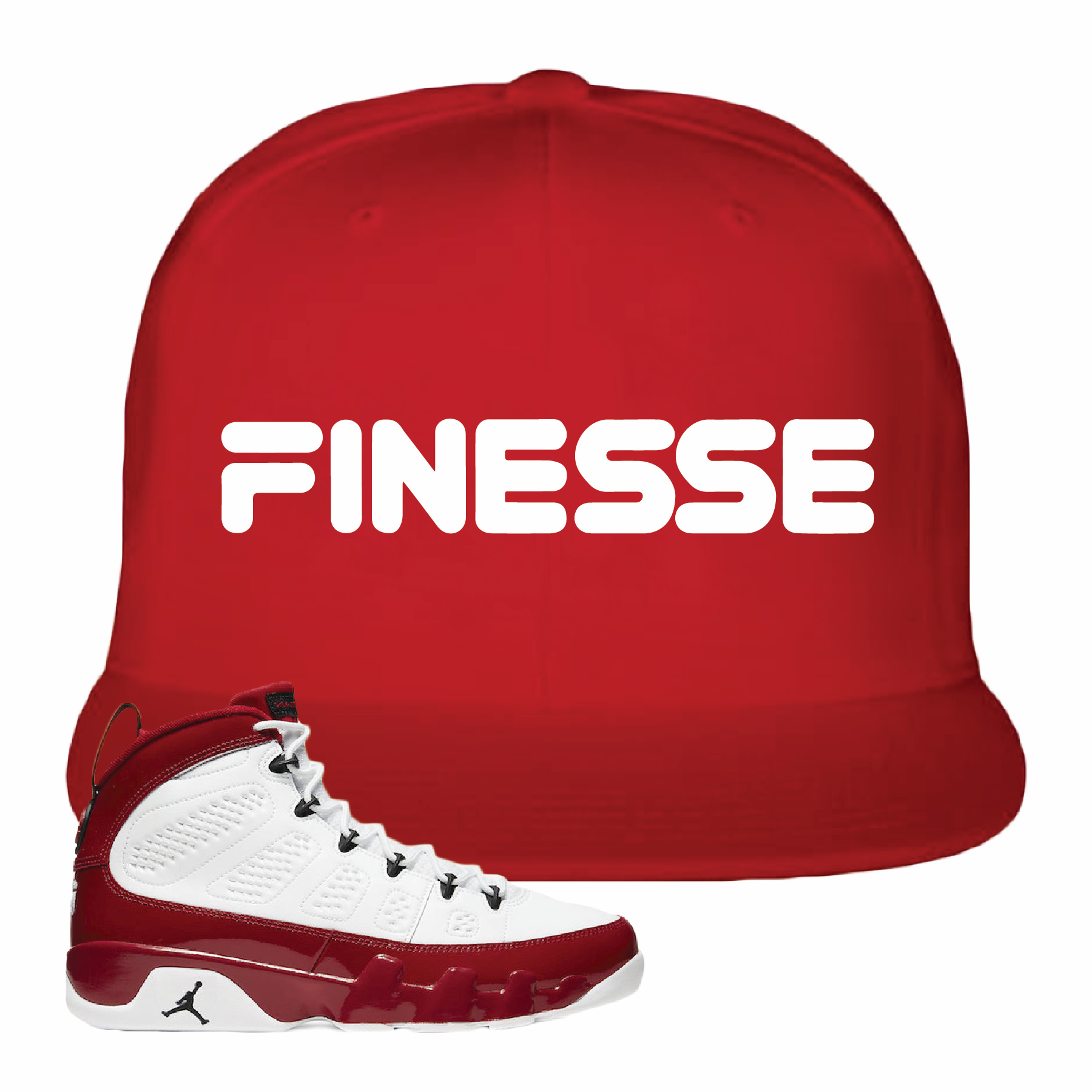 Jordan 9 Gym Red Finesse Red Sneaker Hook Up Snapback Hat