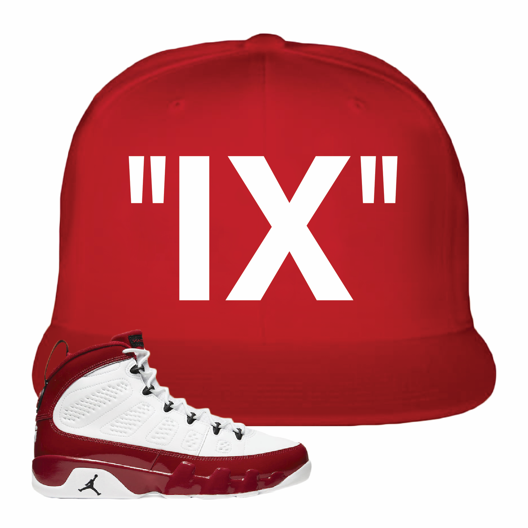 Jordan 9 Gym Red IX Red Sneaker Hook Up Snapback Hat