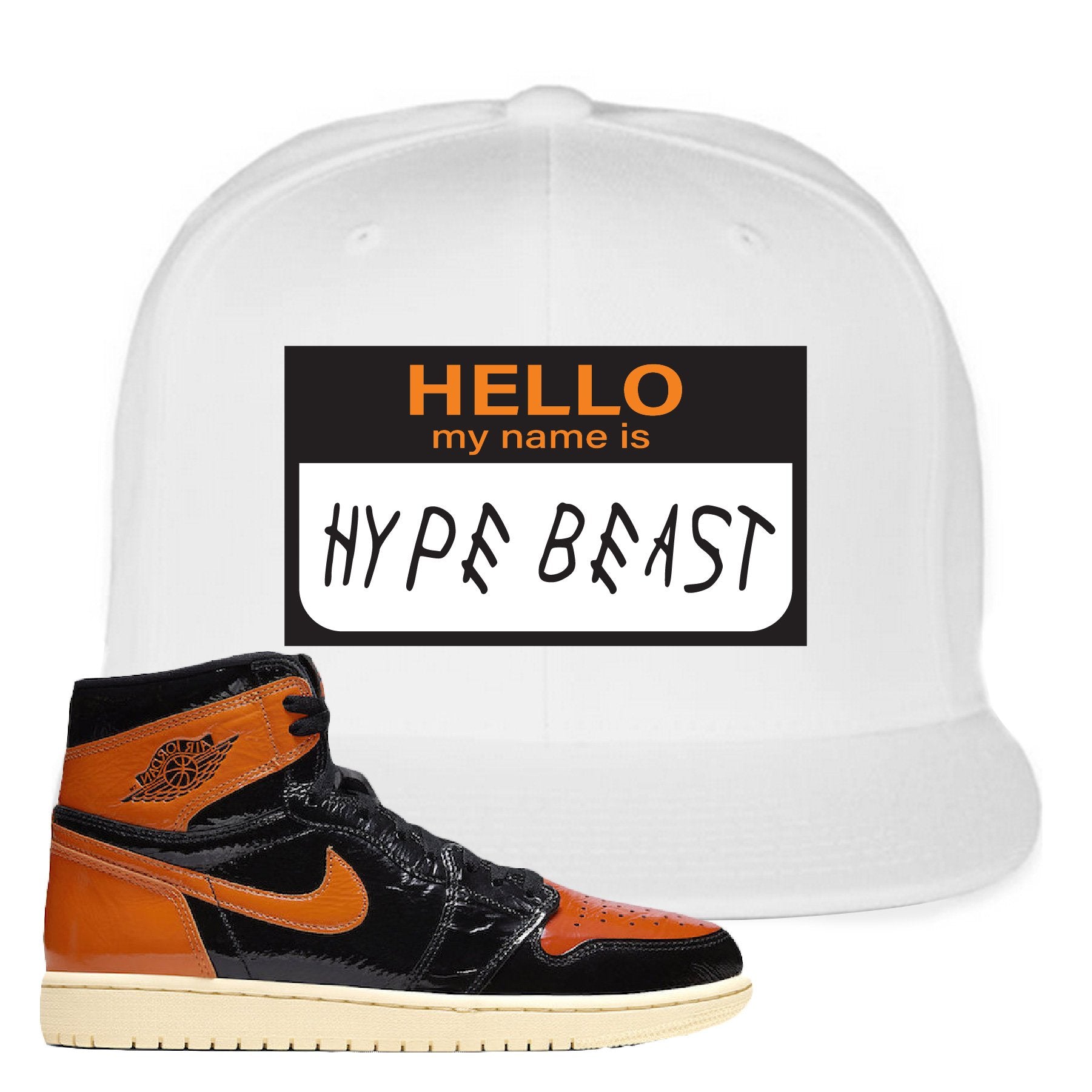 Jordan 1 Shattered Backboard Hello My Name Is Hyperbeast White Sneaker Hook Up Snapback hat