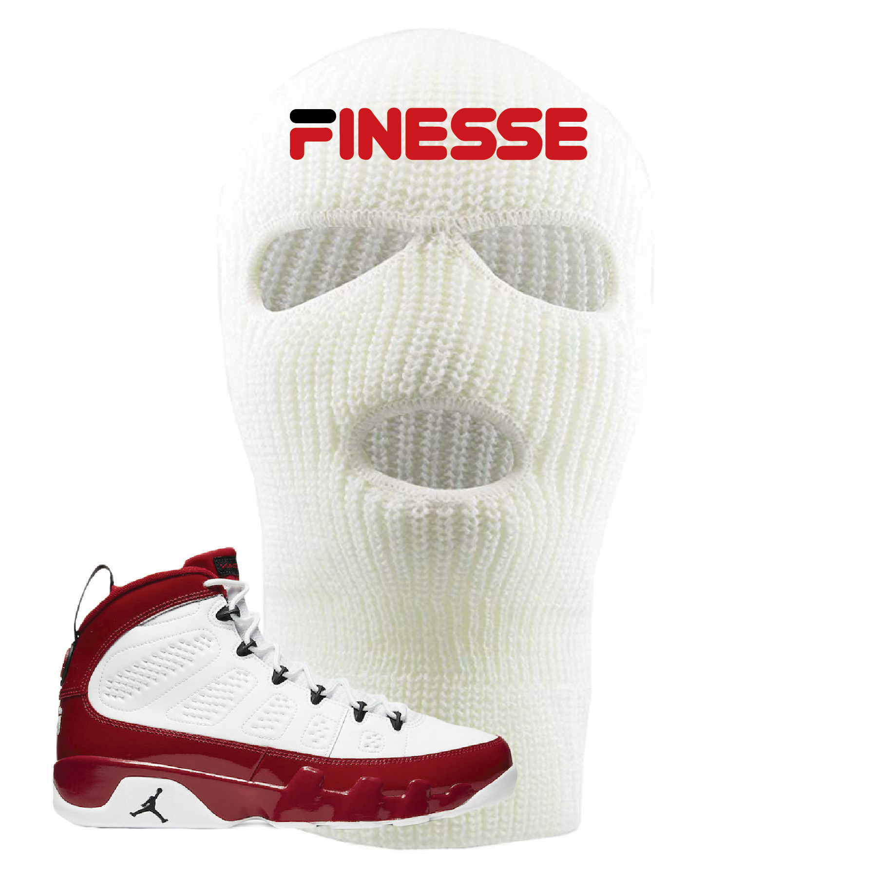 Jordan 9 Gym Red Finesse White Sneaker Hook Up Ski Mask