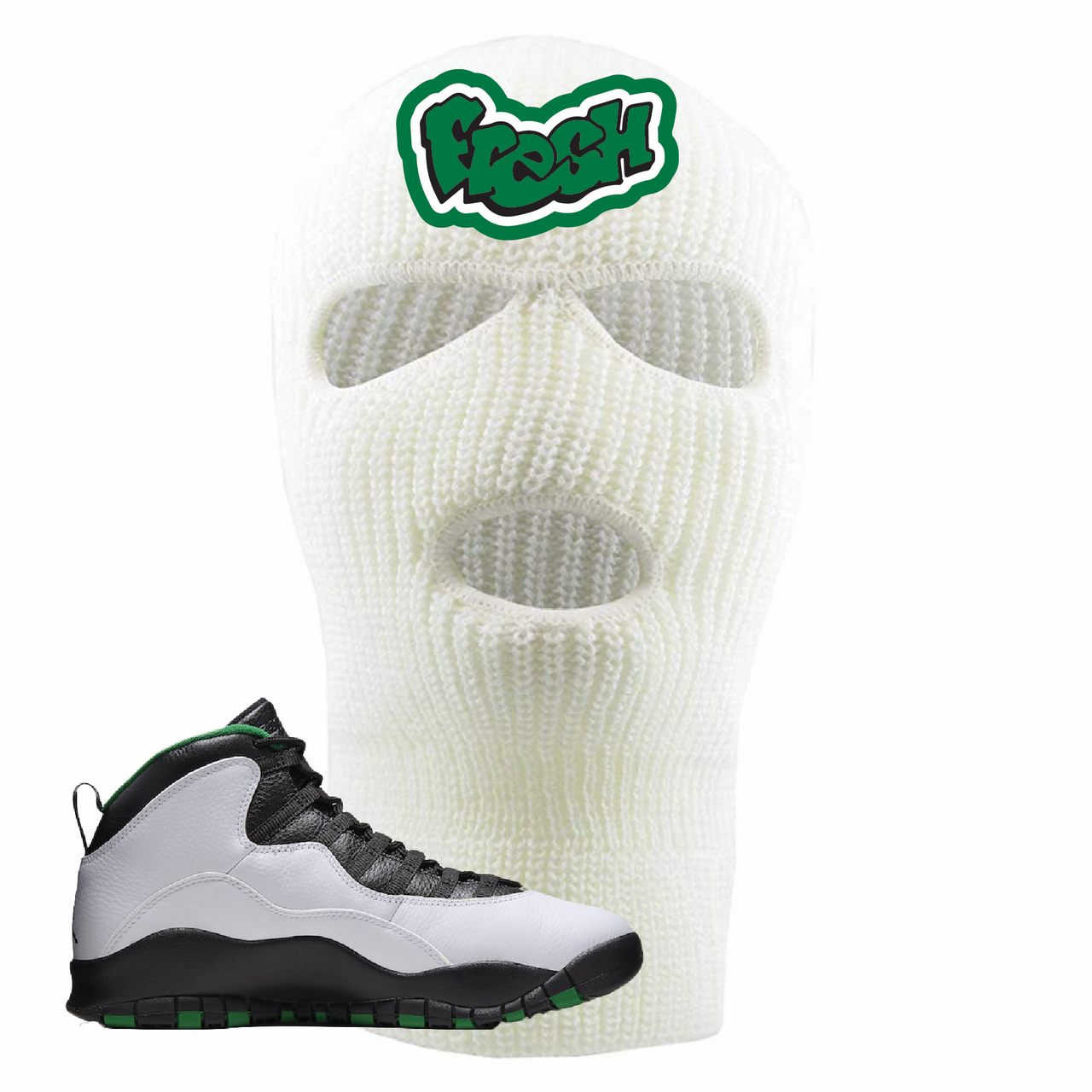 Air Jordan 10 Seattle SuperSonics Fresh White Sneaker Matching Ski Mask