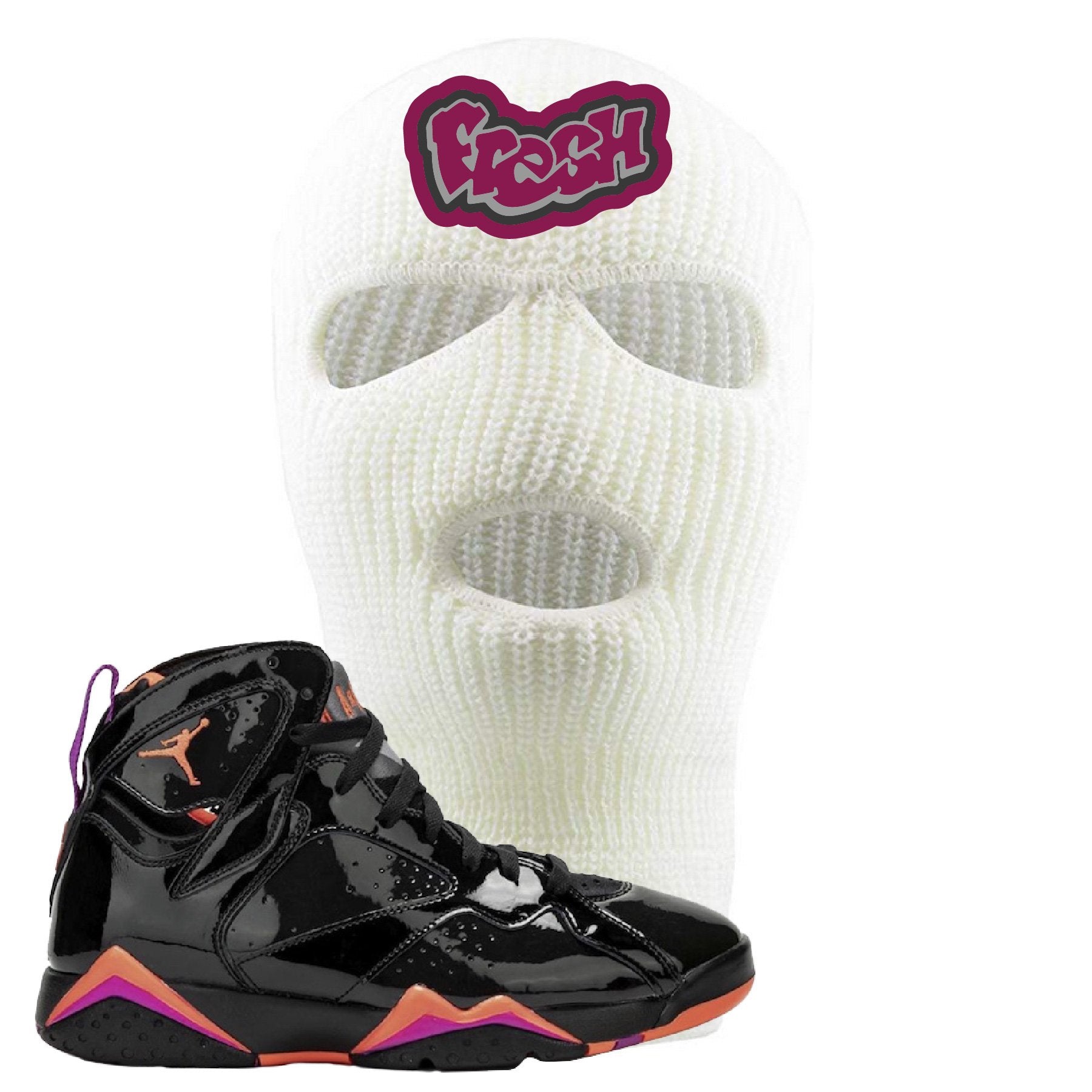 Jordan 7 WMNS Black Patent Leather Fresh White Sneaker Hook Up Ski Mask