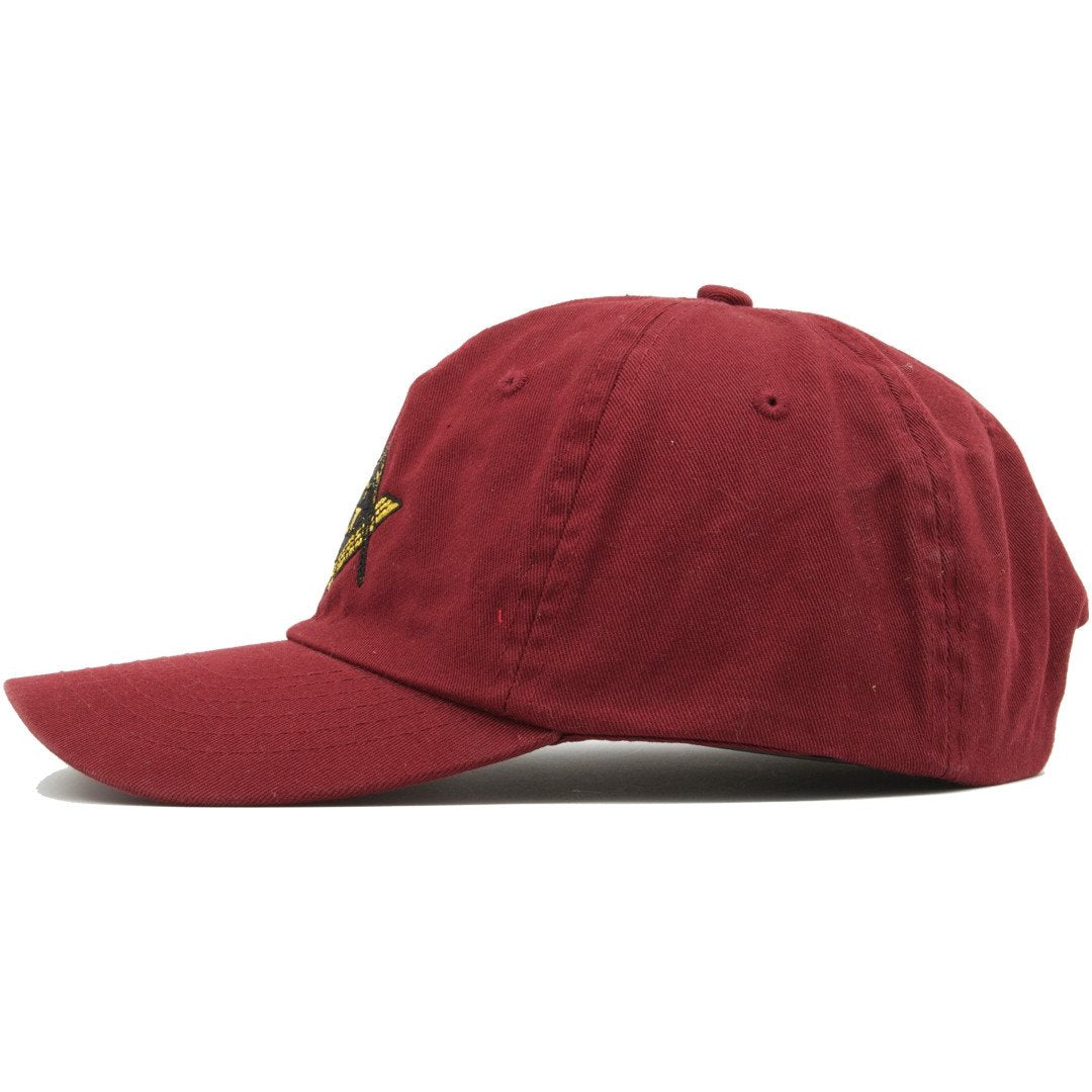 The Illuminati Free Mason dad hat has a soft unstructured crown and a bent brim.