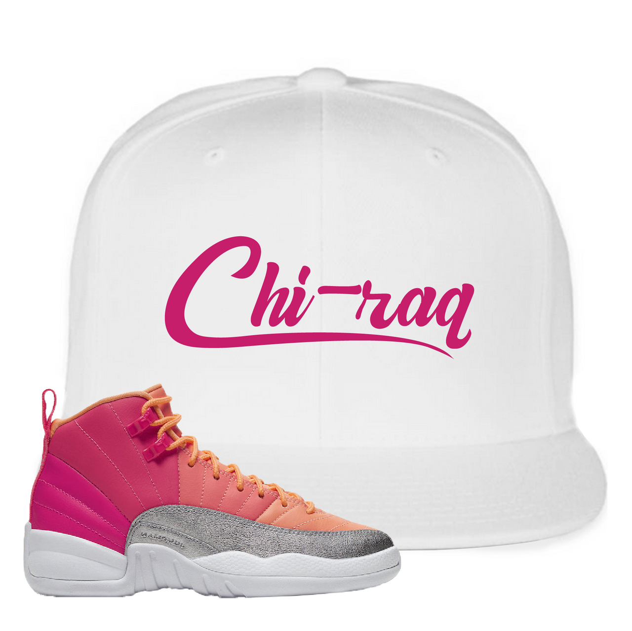Air Jordan 12 GS Hot Punch Chiraq White Sneaker Matching Snapback Hat