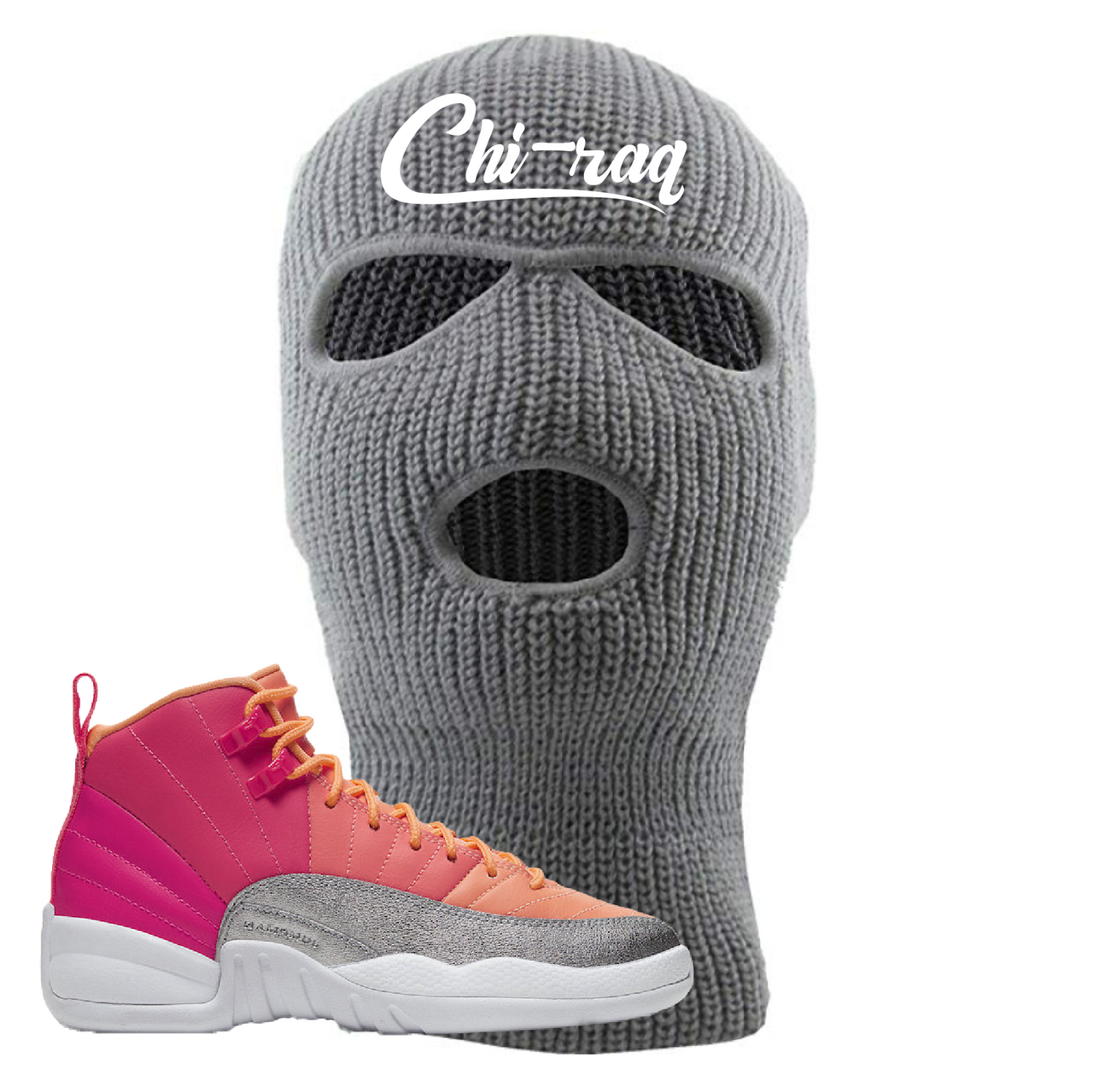 Jordan 12 GS Hot Punch Chiraq Light Gray Sneaker Hook Up Ski Mask