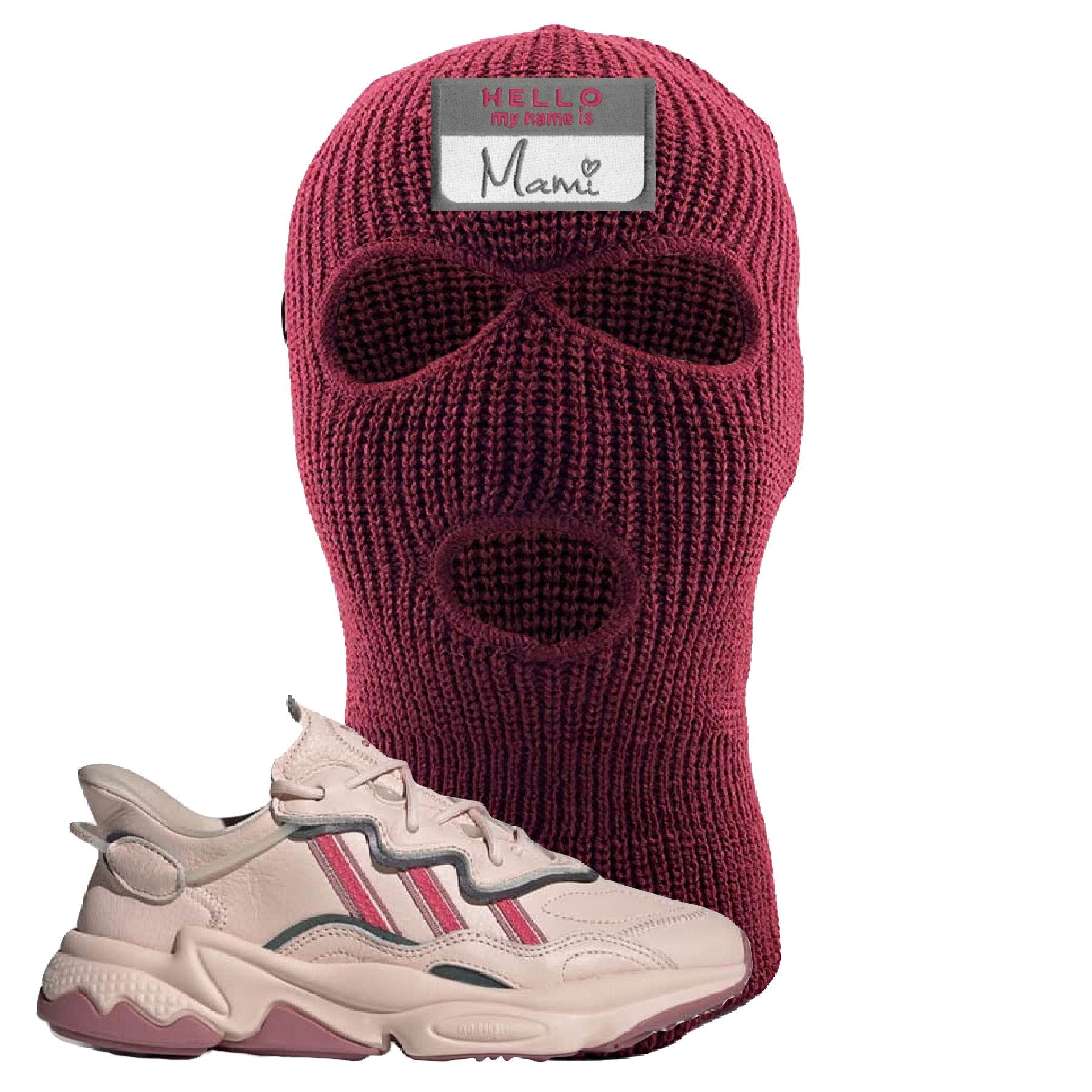 Adidas WMNS Ozweego Icy Pink Hello My Name is Mami Maroon Sneaker Hook Up Ski Mask