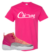 Air Jordan 12 GS Hot Punch Chiraq Heliconia Sneaker Matching T-Shirt