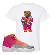 Air Jordan 12 GS Hot Punch Sweater Bear White Sneaker Matching T-Shirt